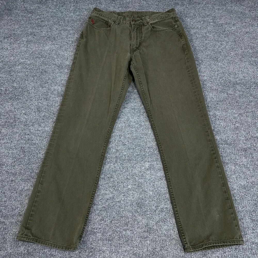 Polo Ralph Lauren Pant Men 30x30 Green 5 Pocket Twill Jean Straight Leg‎